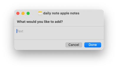 apple shortcut – quick add to apple notes